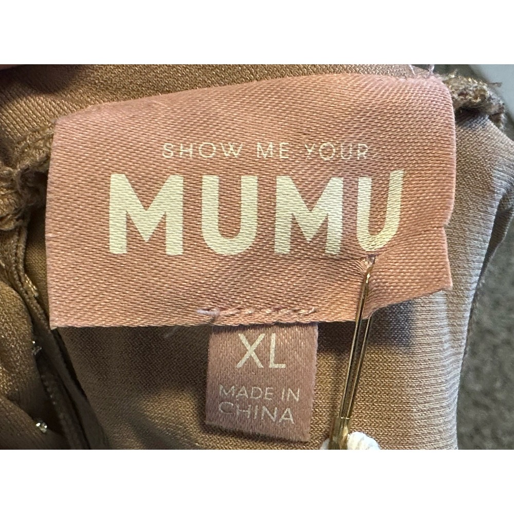 NWT Show Me Your Mumu All Out Maxi Dress Taupe Size XL Stretch Rhinestone - Picture 9 of 9